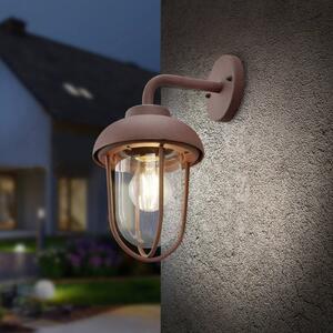 Trio Lighting Venkovní nástěnné svítidlo DUERO, barva rez, výška 33 cm, kov/sklo, IP44, stmívatelný, Hnědá / rez, Hliník, Nástěnné svítidlo