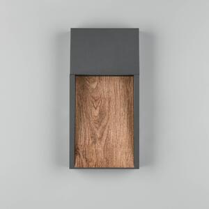 Trio Lighting LED venkovní nástěnné svítidlo SALMON, dřevěný vzhled, kov Výška 33 cm IP44, Světlé dřevo, Hliník, Moderní, Nástěnné bodové svítidlo