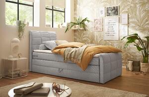 POSTEL BOXSPRING, 100/200 cm, světle šedá MID.YOU - Postele s úložným prostorem, Online Only