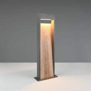 Trio Lighting LED osvětlení cesty SALMON, dřevěný vzhled, výška 60 cm, kov, IP44, Světlé dřevo, Hliník, Moderní