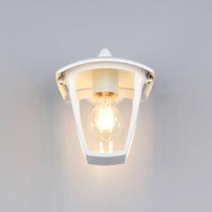 Trio Lighting Venkovní nástěnné svítidlo VENTA, bílé, objímka dole, výška 24 cm IP44, stmívatelný, Bílá / opál, Hliník, Lucerna