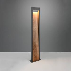 Trio Lighting LED osvětlení cesty SALMON, dřevěný vzhled, výška 100 cm, kov, IP44, Světlé dřevo, Hliník, Moderní