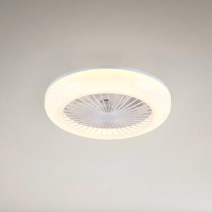 Reality Leuchten LED ventilátor Mora, DC, tichý, Ø 45 cm, dálkové ovládání, stmívatelný, Bílá / opál, Obývací pokoj / jídelna, Plast, Moderní