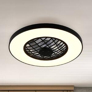 Reality Leuchten LED ventilátor Linköping tichý RGB dálkové ovládání reproduktor, stmívatelný, Černá, Obývací pokoj / jídelna, Plast, Moderní