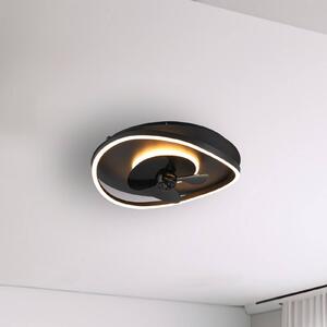 Reality Leuchten LED ventilátor Sortland, DC, tichý, 50 cm, dálkové ovládání, stmívatelný, Černá, Obývací pokoj / jídelna, kov, Moderní
