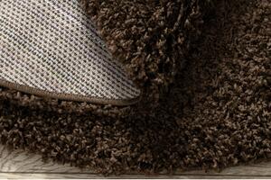 Dywany Luszczow Dětský kusový koberec SOFFI kulatý, shaggy 5 cm hnědý Rozměr koberce: 80 cm KRUH