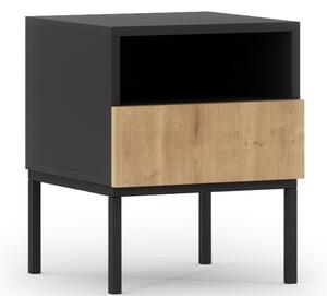 Noční stolek LANZZI Barva: Čierna / Dub artisan