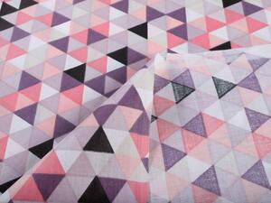 Biante Bavlněný závěs Sandra SA-330 Růžovo-fialovo-černé trojúhelníčky 150x140 cm