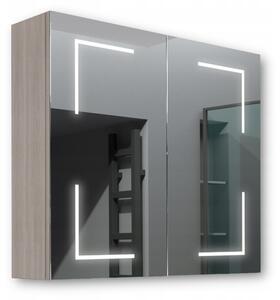 Dřevěná skříňka 80x70 LED zrcadlo Jupiter Akácie