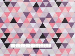 Biante Dětský bavlněný závěs Sandra SA-330 Růžovo-fialovo-černé trojúhelníčky 150x140 cm