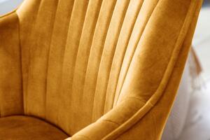 Designová otočná židle Gaura hořčicově-žlutý samet