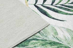 Dywany Luszczow Kusový koberec ANDRE pratelný 1168 Monstera odchází, geometrický protiskluz, bílá / zelená Rozměr koberce: 80 x 150 cm