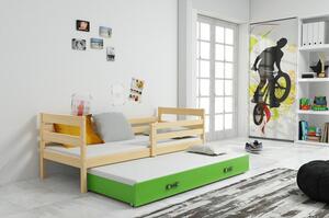 Dětská postel s výsuvnou postelí ERYK 190x80 cm Zelená Šedá