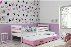 Dětská postel s výsuvnou postelí ERYK 200x90 cm Ružové Bílá