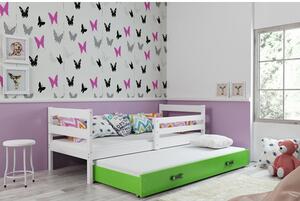 Dětská postel s výsuvnou postelí ERYK 190x80 cm Zelená Bílá