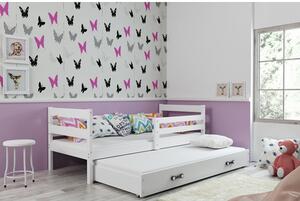 Dětská postel s výsuvnou postelí ERYK 190x80 cm Bílá Borovice
