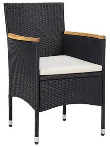 5dílný zahradní bistro set polyratan a tvrzené sklo černý