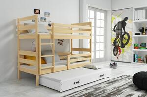 Dětská patrová postel s výsuvnou postelí ERYK 160x80 cm Bílá Borovice