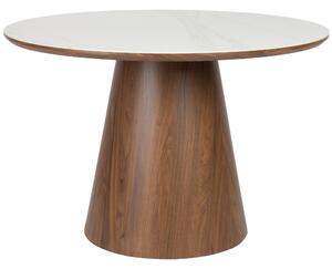 White Label Ořechový jídelní stůl WLL ALMIRA 115 cm s mramorovým dekorem
