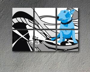 Ručně malovaný POP Art Dog and DJ´S 6 dílný 150x100cm