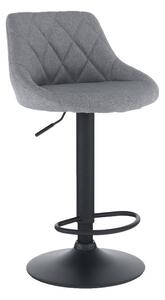 Otočná barová židle čalouněná šedá látka podnož kovová černá TK3182
