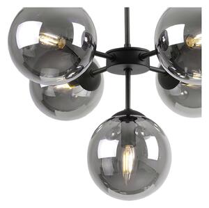 Light for home - Elegantní závěsné svítidlo s variabilní délkou a pěti transparentními stínidly "IMPERIA", 5x40W, E14, Černá