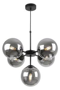 Light for home - Elegantní závěsné svítidlo s variabilní délkou a pěti transparentními stínidly "IMPERIA", 5x40W, E14, Černá