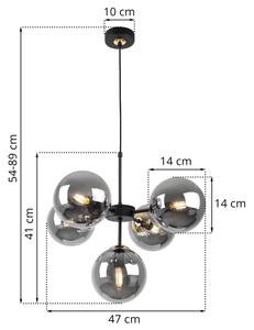 Light for home - Závěsné světlo s nastavitelnou délkou a možností připojení k podvojnému vypínači"IMPERIA", 5x40W, E14, Černá