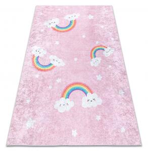Dywany Luszczow Dětský kusový koberec JUNIOR 52063.802 pratelný Duha, mraky pro děti protiskluz, růžový Rozměr koberce: 160 x 220 cm
