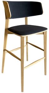 FormWood Dubová barová židle Nora 77 cm s antracitovým sedákem