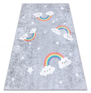 Dywany Luszczow Dětský kusový koberec JUNIOR 52063.801 pratelný Duha, mraky pro děti protiskluz, šedá Rozměr koberce: 120 x 170 cm