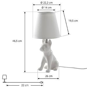 Stolní lampa Lindby Herry, bílá, keramika, pes, výška 46,5 cm