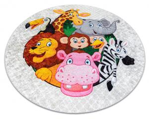 Dywany Luszczow Dětský kusový koberec JUNIOR 51595.801 pratelný kulatý Zvířata, Afrika pro děti protiskluz, šedá Rozměr koberce: 80 cm KRUH