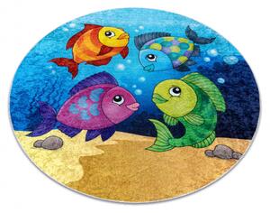 Dywany Luszczow Dětský kusový koberec JUNIOR 51594.801 pratelný kulatý ryby, oceán pro děti protiskluz, modrý Rozměr koberce: 80 cm KRUH