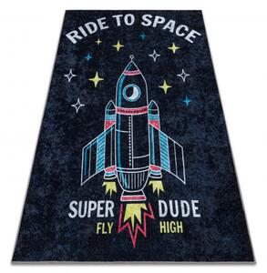 Dywany Luszczow Dětský kusový koberec JUNIOR 52069.801 pratelný Vesmírná raketa pro děti protiskluz, černý Rozměr koberce: 80 x 150 cm