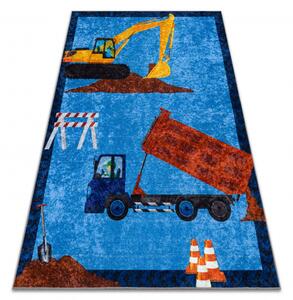 Dywany Luszczow Dětský kusový koberec JUNIOR 51827.803 pratelný Nákladní auto, bagr pro děti protiskluz, modrý Rozměr koberce: 160 x 220 cm