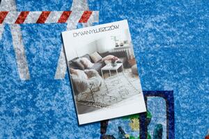 Dywany Luszczow Dětský kusový koberec JUNIOR 51827.803 pratelný Nákladní auto, bagr pro děti protiskluz, modrý Rozměr koberce: 140 x 190 cm