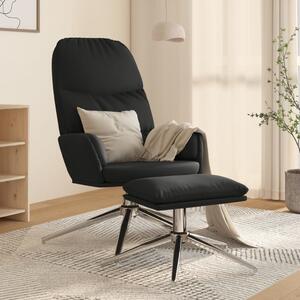 Relaxační křeslo se stoličkou černé umělá semišová kůže