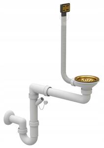 Sink Quality Ferrum New 4050, 1-komorový granitový dřez 400x500x185 mm + zlatý sifon, bílá, SKQ-FER.4050.WH.XG