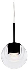 Kdln LED závěsné světlo Dew, černé, 1 žárovka, Ø 11 cm, stmívatelný, Černá, Kuchyň, Sklo, Design