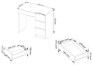 Designový psací stůl ZEUS90P, dub Sonoma / bílý