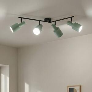 Lindby Stropní bodové svítidlo Ovelia, zelené, 80 cm, 4 světla, E27, stmívatelný, Černá, Obývací pokoj / jídelna, kov, Moderní