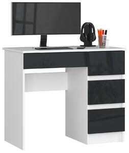 Moderní psací stůl ZEUS90P, bílý / grafitový lesk