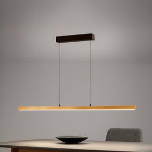 FISCHER & HONSEL Závěsné světlo LED Shine-Wood, délka 141 cm, dub/černá, stmívatelný, Světlé dřevo, Obývací pokoj / jídelna, Dřevo