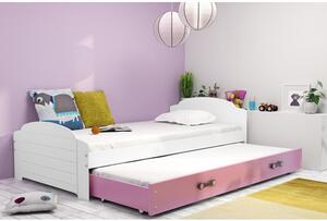 Výsuvná dětská postel LILI bílá 200x90 cm Růžová