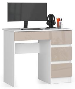 Moderní psací stůl ZEUS90P, bílá / cappuccino lesk
