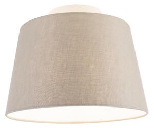 Stropní lampa s lněným stínidlem taupe 25 cm - bílá Combi