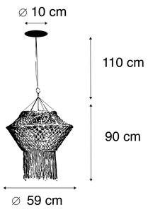 Venkovská závěsná lampa makramé 90 cm - provázek