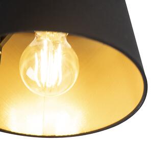 Stropní lampa s bavlněným stínidlem černá se zlatem 20 cm - černá Combi