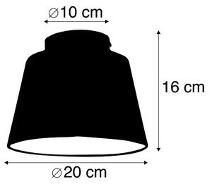 Stropní lampa s bavlněným stínidlem černá se zlatem 20 cm - černá Combi